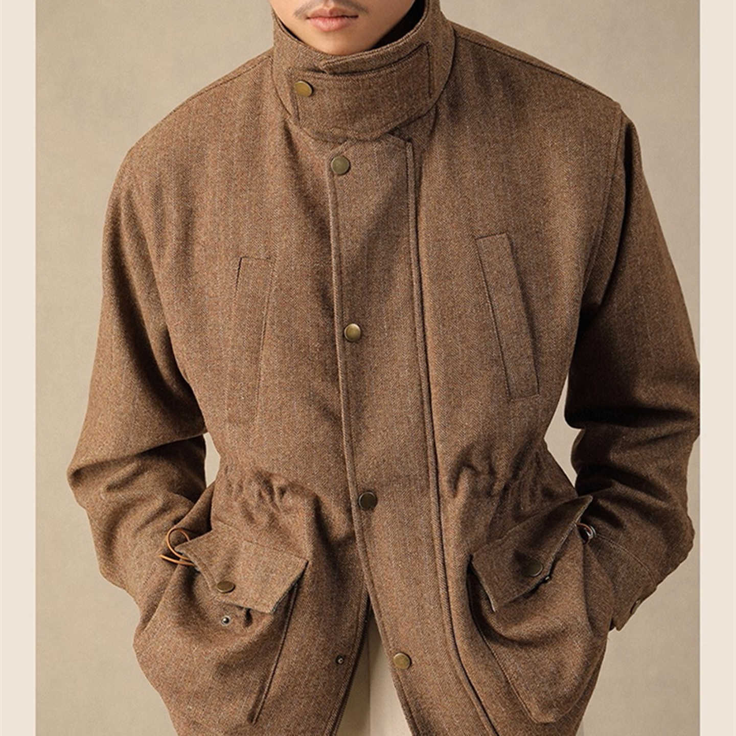 Varm lang herre uldfrakke i koreansk casual stil - 3